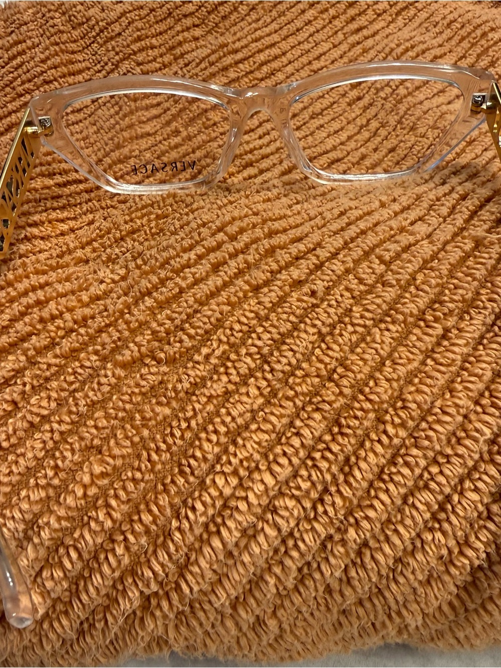 Versace Clear Frame Glasses with Rose Gold Logo Temples - Women's - Picture 4 of 5